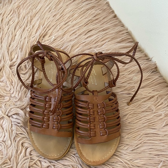 Lace up Brown Sandals - Picture 1 of 3